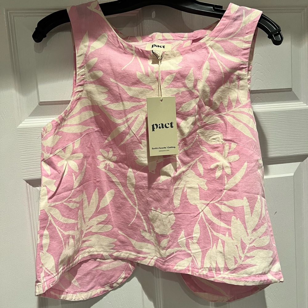 Pact Pink Shirt with open back, size medium, new with tags